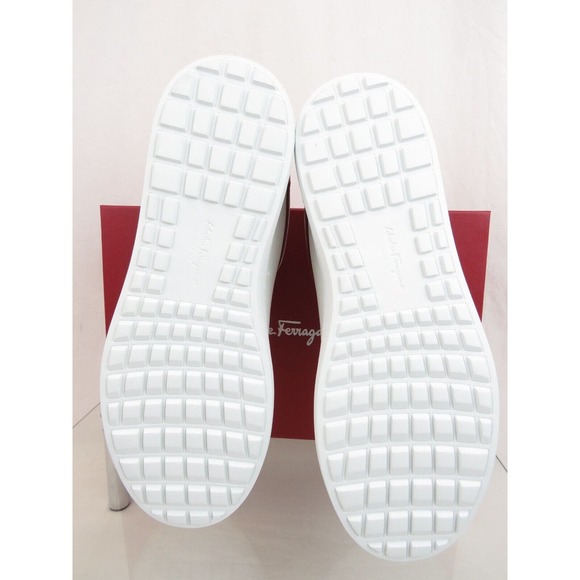 $795 FERRAGAMO MANHATTAN WHITE LEATHER RED GANCINI LOGO SNEAKERS 11 M ITALY main image 6